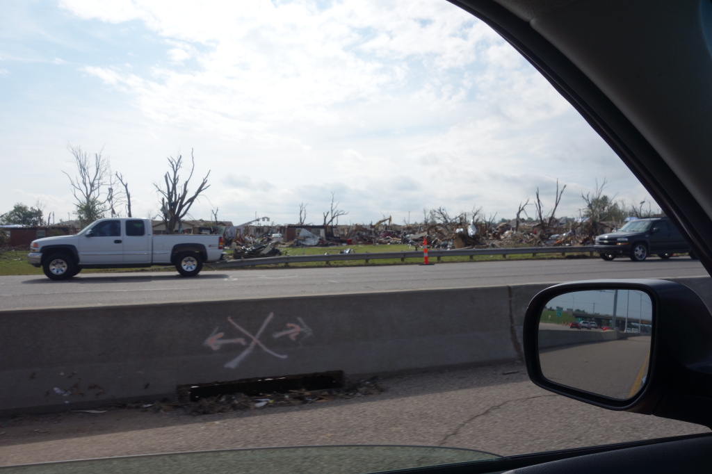 Tornado damage from the highway